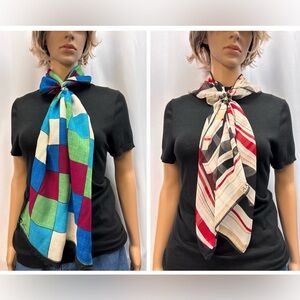 Lot 2 Anne Klein Long Silk and Wool Scarves